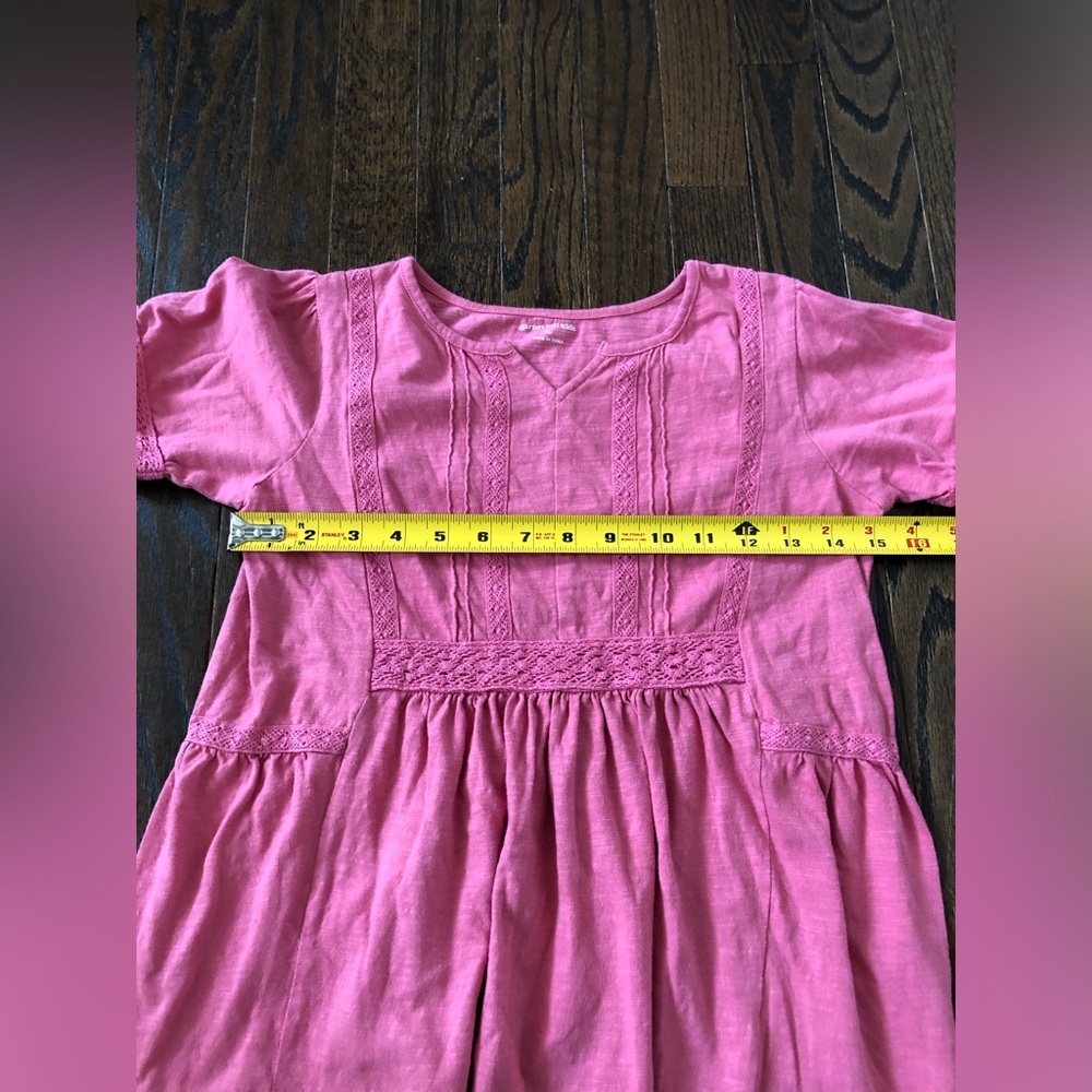Garnet Hill Kids Girls XL Dusty Pink Pintucked Knit 100% Cotton Short-Sleeve Top - Picture 6 of 9